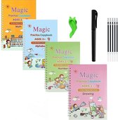 ik leer schrijven - Magisch Oefenboek voor Kinderen - Eerste stappen naar schrijven - Werkboek-herbruikbaar schrijfoefenboek (alfabetboek met pen) (stijl ) - 4 stuks - Ntech