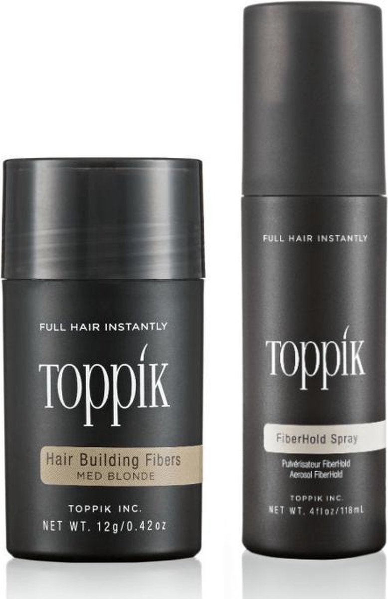 Toppik Hair Fibers Voordeelset Middenblond - Toppik Hair Fibers 12 gram + Toppik Fiberhold Spray 118 ml - Voor direct voller haar