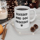 Blessed And Dog Obsessed Keramische Mok, Schattige Mokken, Geschenkmok Voor Hondenliefhebbers, Kwaliteit Ontworpen Keramische Mokken, D015-009W, 11oz,