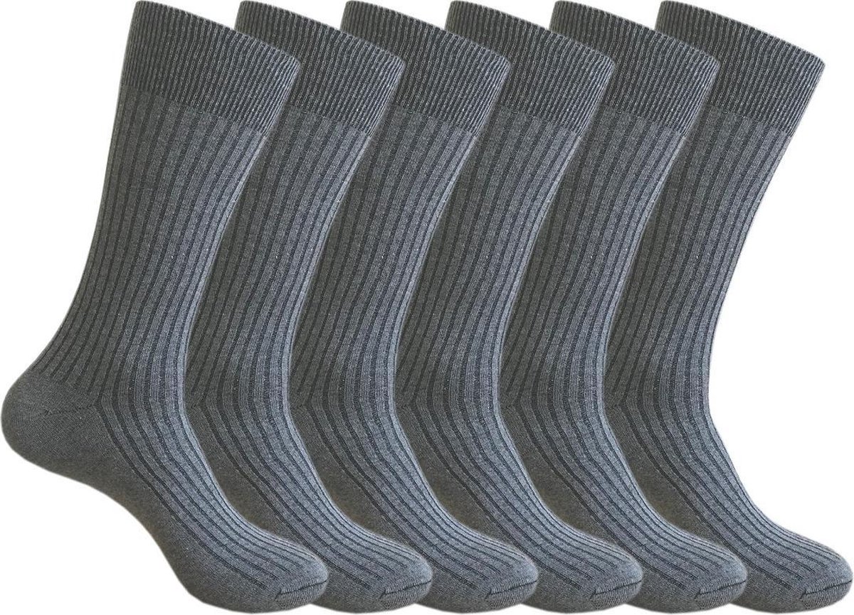 Classinn® Elegant geribbelde Heren sokken 43-46 grijs (Haider grey) - 6 paar
