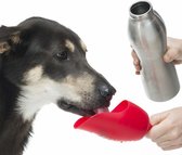 Kong H2O4K9 drinkfles - RVS waterfles voor honden met afneembare drinkbak – Voor onderweg - Zwart, rood, oranje, groen, geel, blauw - 0,28 liter / 0,75 liter - Kleur: Beige, Maat: