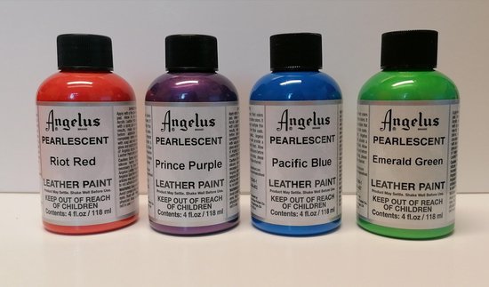 Foto: Angelus leerverf set 4x pearlescent kleuren 118ml