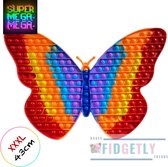 Fidgetly - MEGA Pop-it – Multi Red - Rainbow Color - Super Vlinder pop it – 43/33cm