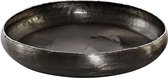 Luxe aluminium decoratie schaal/fruitschaal rond zwart 36 x 6,5 cm - Fruitschalen/fruitmanden