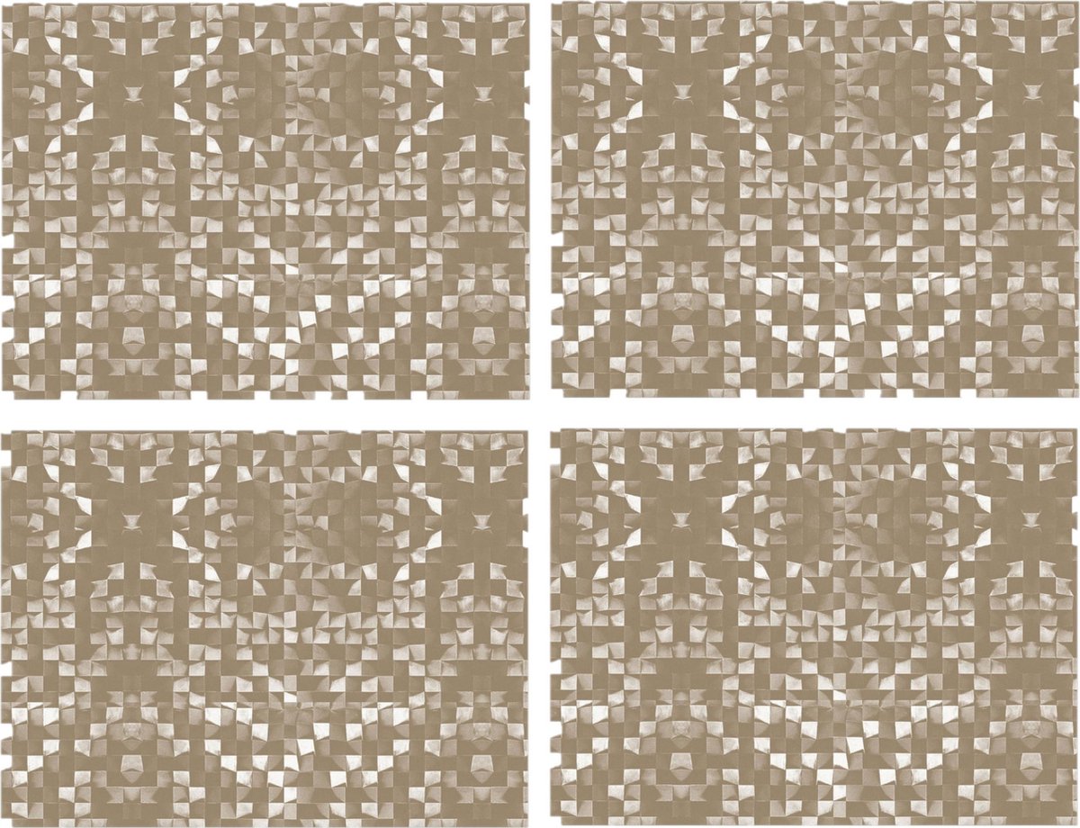 8x stuks retro stijl beige placemats van vinyl 40 x 30 cm - Antislip/waterafstotend - Stevige top kwaliteit