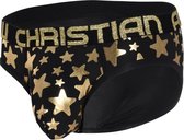 Andrew Christian Shining Stars Brief - Maat S - Heren Slip  - Mannen Ondergoed - Zwart/Goud