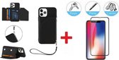 2-in-1 PU Lederen Wallet Hoesje Met Full Cover Tempered Glass Screenprotector Geschikt Voor Apple iPhone 11 Pro Max (6.5 Inch) - Portemonnee Back Standaard - Kaarthouder Card Case