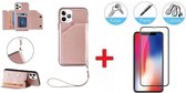 2-in-1 PU Lederen Wallet Hoesje Met Full Cover Tempered Glass Screenprotector Geschikt Voor Apple iPhone 11 Pro Max (6.5 Inch) - Portemonnee Back Standaard - Kaarthouder Card Case