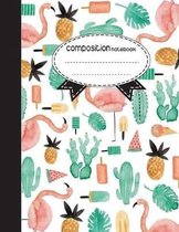 Composition Notebook, 8.5 x 11, 110 pages: Flamingo Cactus