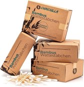 800 stuks (4 x 200 stuks) Chinchilla® Bamboe wattenstaafjes | plasticvrije producten | duurzame oorstaafjes |oorstokjes | 100% afbreekbaar | vegan