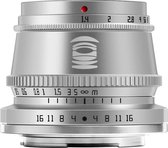 TT Artisan - Cameralens - 35 mm F1.4 APS-C voor Sony E-vatting, zilver