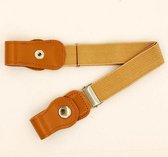 MrBuckleFree™ | Gespvrije Elastische Riem - Voor Kinderen - Goud Kleurig - Khaki / Geel