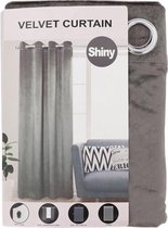 Velvet Gordijn RICHMOND - Semi Transparant - Glanzend - Brons / Grijs / Bruin - Fluweel - Polyester - 140 x 260 cm