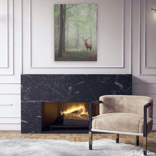 Artaza - Peinture sur toile - Cerf dans la forêt - 60 x 80 - Photo sur toile - Impression sur toile