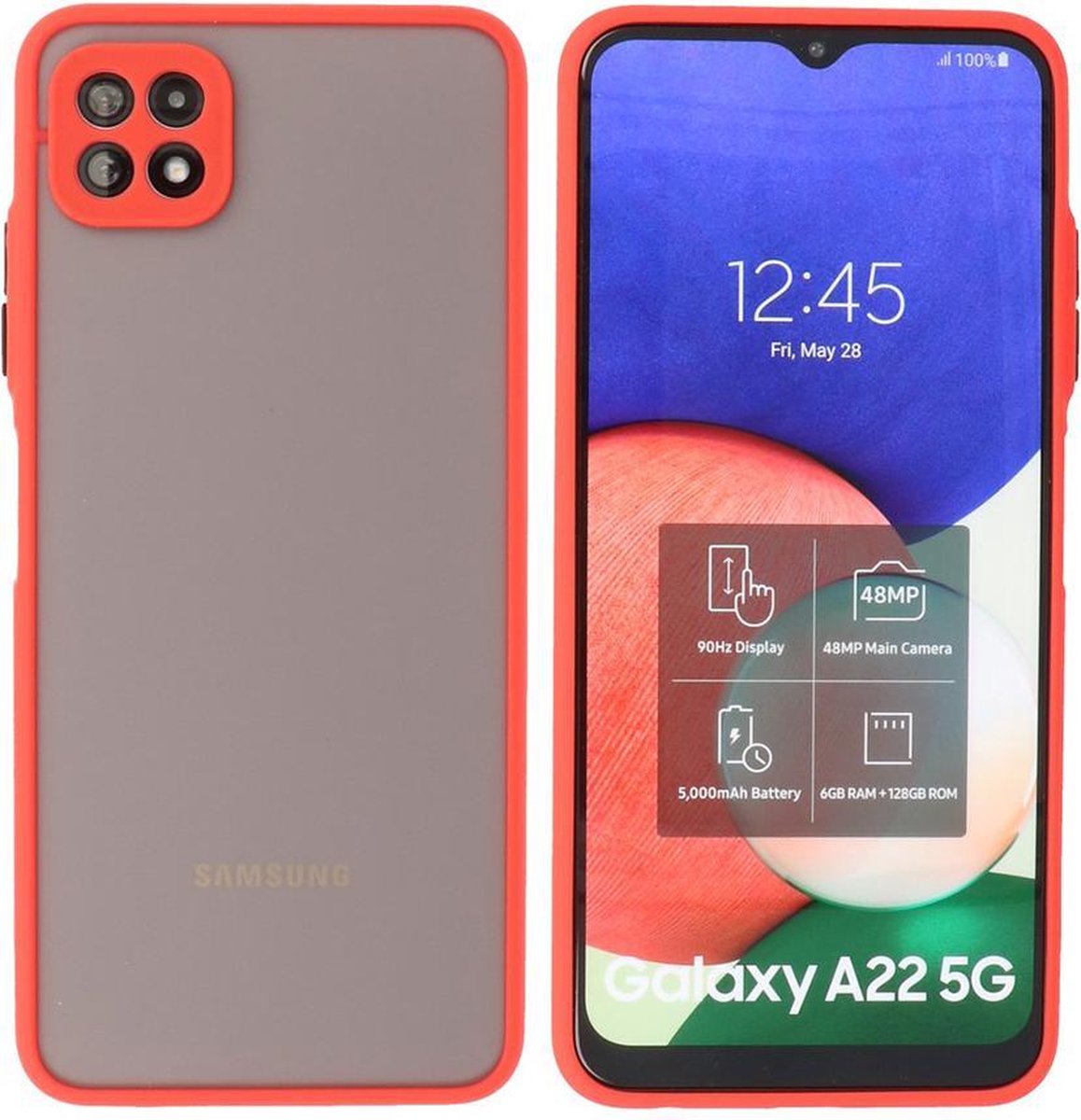 Samsung Galaxy A22 5G Hoesje - Back Cover Telefoonhoesje - Rood