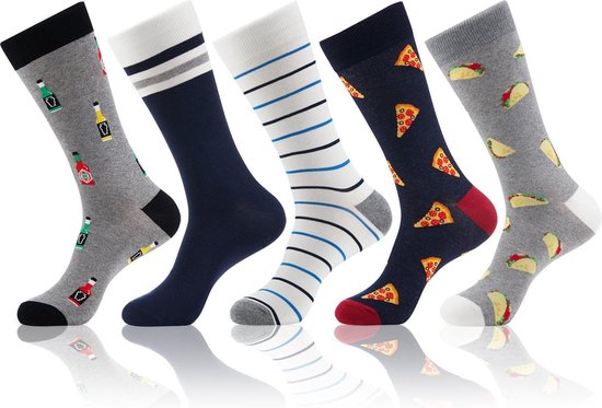 Vrolijke Sokken - Pizza - Monfoot - Grappige sokken - Cadeau - Warm - Maat 38/40