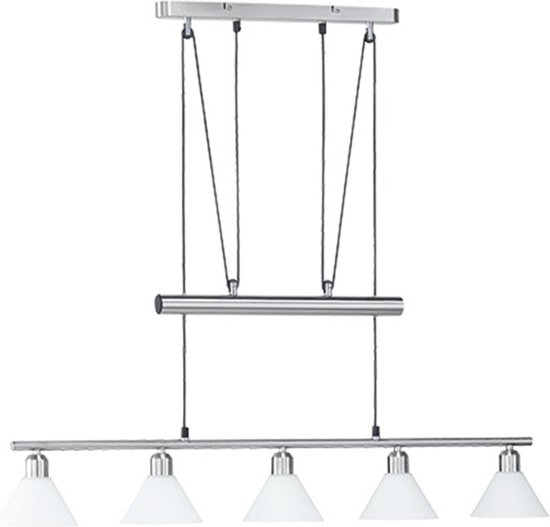 LED Hanglamp - Hangverlichting - Torna Stomun - E14 Fitting - 5-lichts - Rechthoek - Mat Nikkel - Aluminium