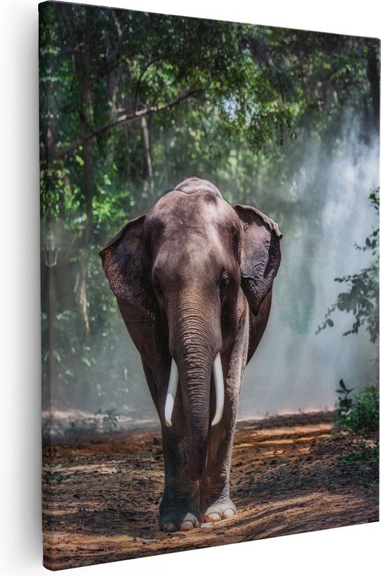 Artaza Canvas Schilderij Olifant In Het Bos - 40x50 - Foto Op Canvas - Canvas Print