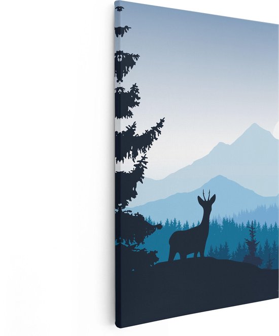 Artaza Peinture Sur Toile Cerf Dans La Forêt - Silhouette - 40x60 - Photo Sur Toile - Impression Sur Toile