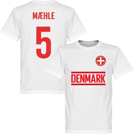 Denemarken Maehle 5 Team T-Shirt - Wit - 3XL