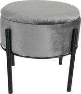 Nilo Design - Nilo Design - velvet poef - rond - met opbergruimte - velvet grijs -