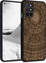 kwmobile telefoonhoesje compatibel met OnePlus 8T - Hoesje met bumper in donkerbruin - walnoothout - Indian Sun design