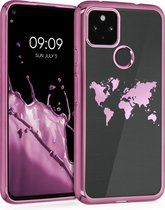 kwmobile hoesje voor Google Pixel 4a 5G - backcover voor smartphone - Wereldkaart design - roségoud / transparant / roségoud