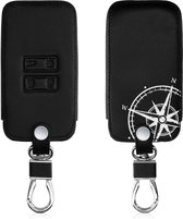 kwmobile autosleutelhoes voor Renault 4-knops Smartkey autosleutel (alleen Keyless Go) - Hoesje van imitatieleer in wit / zwart - Vintage Kompas design