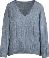 Cable v-neck sweater blue