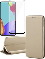Samsung Galaxy A52s Hoesje en Full Screenprotector - Portemonnee Book Case - Goud