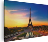 Artaza Canvas Schilderij Parijs Eiffeltoren Tijdens De Zonsopkomst - 30x20 - Klein - Foto Op Canvas - Canvas Print