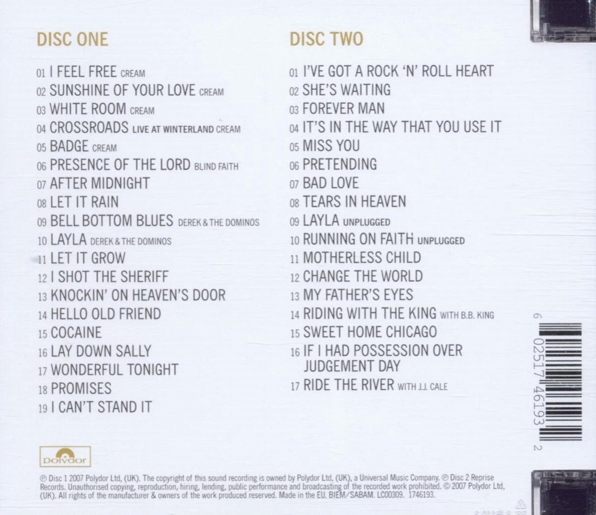 Eric Clapton Complete Clapton 2 CD Eric Clapton CD album Eric clapton complete clapton 2 cd eric clapton cd album