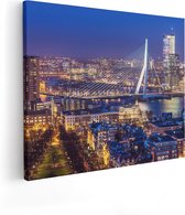 Artaza Canvas Schilderij Rotterdamse Skyline Met De Erasmusbrug  - 100x80 - Groot - Foto Op Canvas - Canvas Print