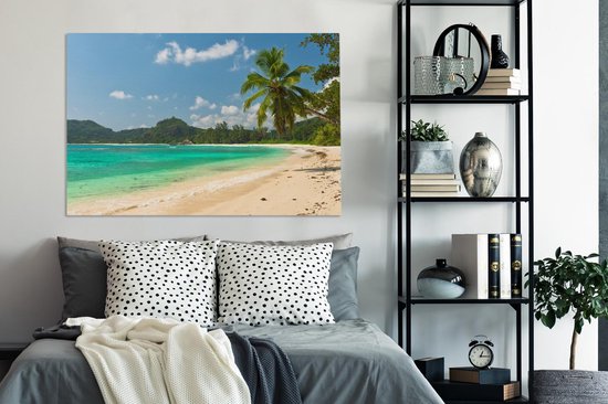 Toile Peinture Tropical - Water - Blauw - 140x90 cm - Décoration murale