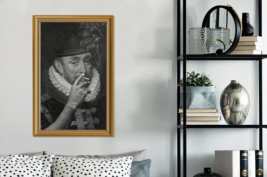 Canvas schilderij 60x90 cm - Wanddecoratie Kunst - Oude meesters - Lijst - Goud - Muurdecoratie woonkamer - Slaapkamer decoratie - Kamer accessoires - Schilderijen op canvas