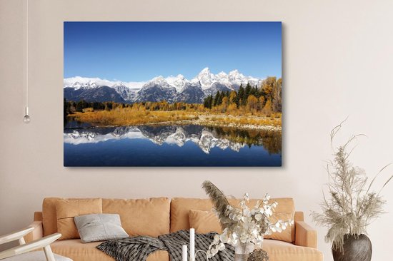 Toile Peinture Amérique - Berg - Reflet - 180x120 cm - Décoration murale XXL