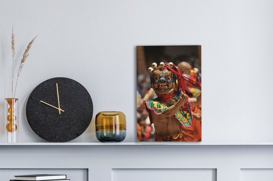 Tableau sur toile Danseuse avec masque au Bhoutan - 20x30 cm - Décoration murale