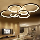 Uniclamps LED - 6 Ring Plafondlamp Met Afstandsbediening - Smart Lamp - Zwart - Dimbaar Met App - Woonkamerlamp - Moderne lamp - Plafoniere