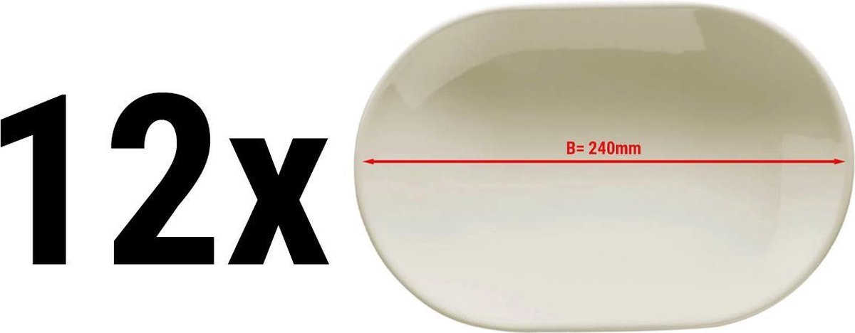 (12 stuks) TEOS - Bord / Schotel ovaal - Ø 24 cm | GGM Gastro