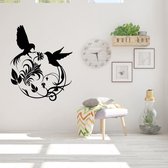 Muursticker Vogels - Zwart - 60 x 73 cm - slaapkamer woonkamer dieren