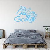 Muursticker Gamer -  Lichtblauw -  60 x 45 cm  -  baby en kinderkamer  engelse teksten - Muursticker4Sale