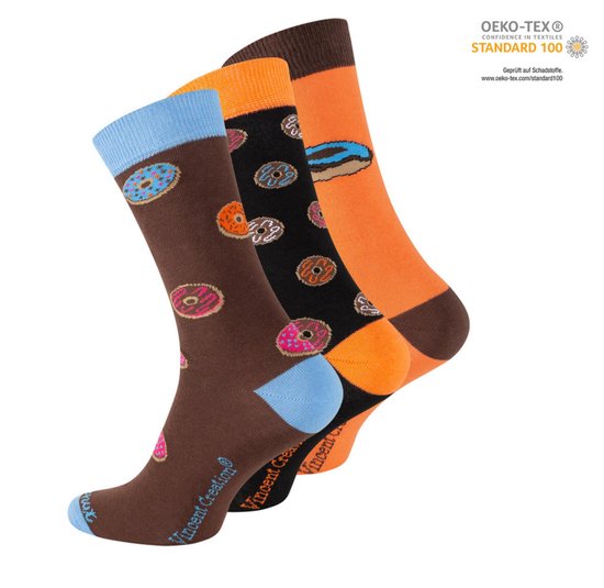 Vincent Creation® Unisex Casual Sokken "Donuts" 3-pack maat 36/40