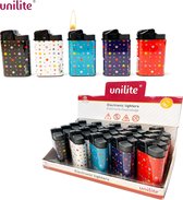 Unilite klik aanstekers - navulbaar - 20 stuks in een display - Stars print