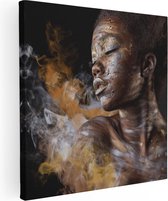 Artaza - Peinture sur toile - Femme africaine avec Argent et or - 90 x 90 - Groot - Photo sur toile - Impression sur toile