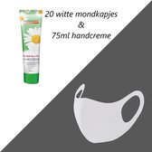 20 Witte Herbruikbare Mondkapjes met Luxe Handcreme | Uitwasbaar | Flexibel | Ice Silk | Comfortabel