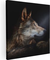 Artaza Canvas Schilderij Wolvenkop Met Een Zonnestraal - Wolf - 70x70 - Foto Op Canvas - Canvas Print