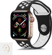 NC Silicone bandje voor de Apple Watch 42/44MM - Horloge Bandje - Polsband - Apple Watch 1/2/3/4/5/6/SE - Zwart/wit