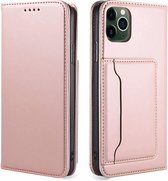 iPhone XS Book Case Hoesje met Magnetische Sluiting - PU Leer - Pasjeshouder - TPU - Apple iPhone XS - Rose Goud