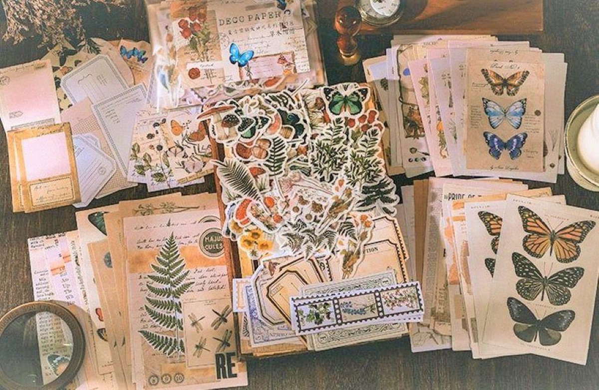 Deco Sticker- & Papierset - Nature - 200 stuks - Bullet Journal Stickers - Planner Agenda Stickers - Scrapbook stickers /papier -  Hobbypapier - Stickers en hobbypapier voor volwassenen en kinderen - Meer Leuks