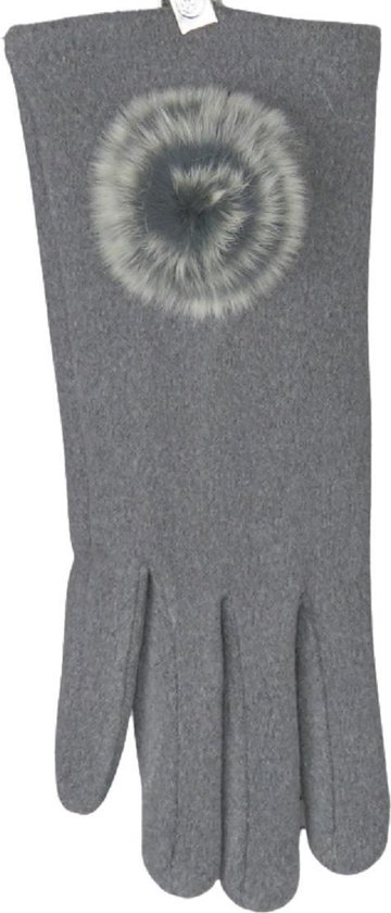 Handschoenen dames met touchscreen en pompon - 90% polyester en 10% elastisch